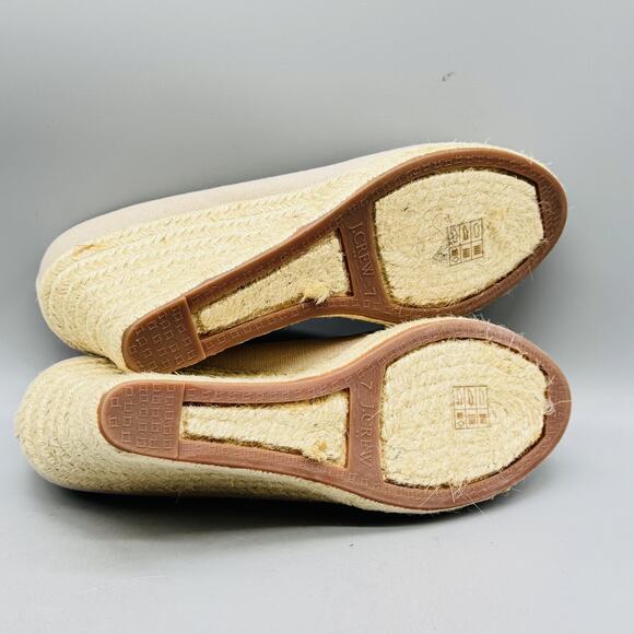 J Crew Shoes Womens 7 Beige Canvas Seville Wedge Espadrille Slip On Heels Summer - Picture 10 of 13